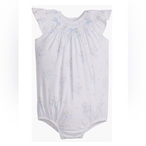 LITTLE ENGLISH - Blue Bow Bouquet Smocked Bishop Bubble